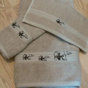 Black Bear Family Linen Towel Collection