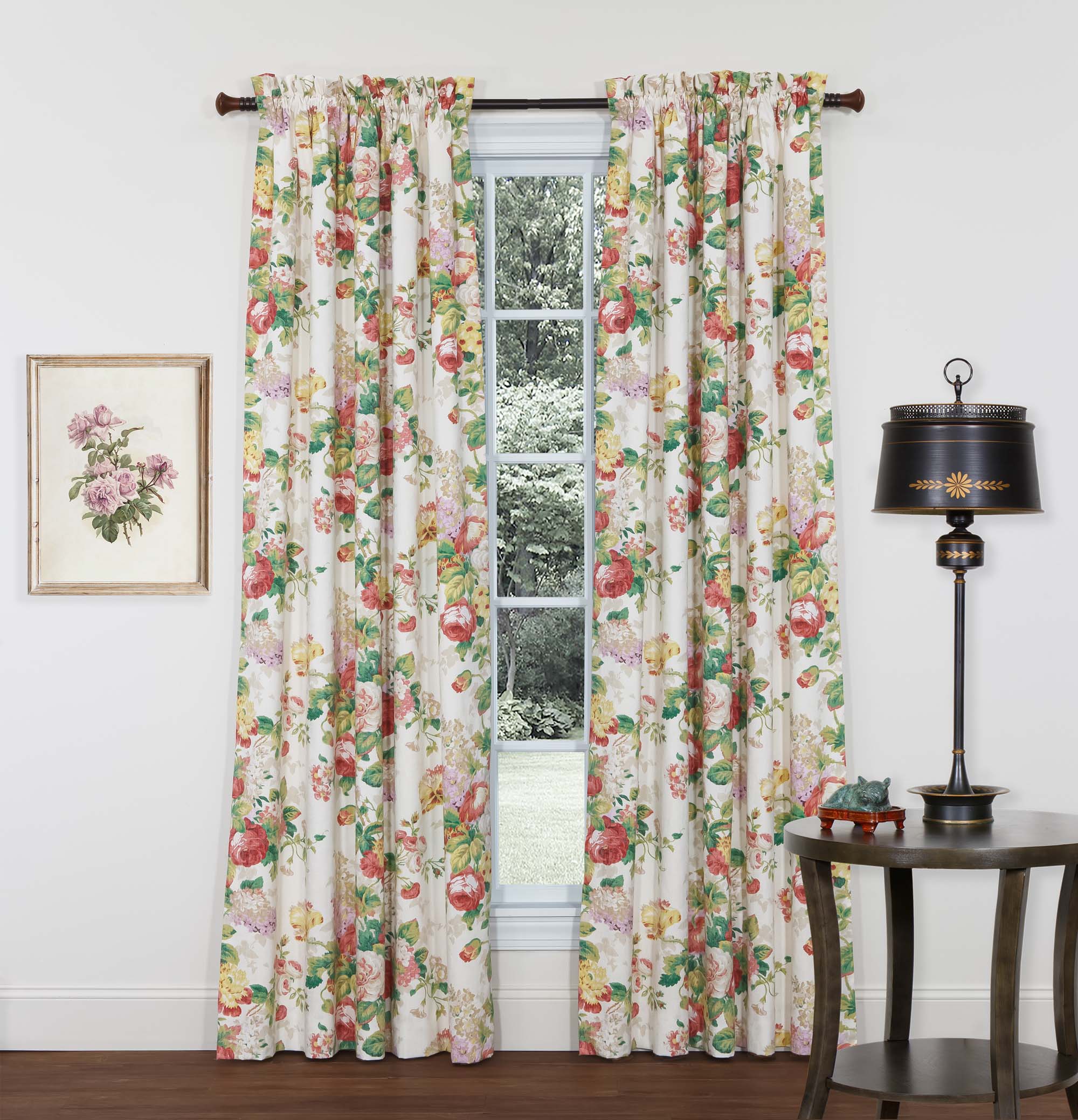 Cottage Rose Rod Pocket Drapes