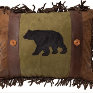 Olive Bear & Button Pillow