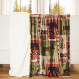 Patchwork Lodge Plush Throw