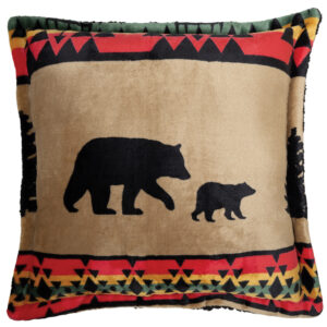 Bear Trails Black Plush Pillow