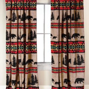 Bear Trails Black Window Drapes