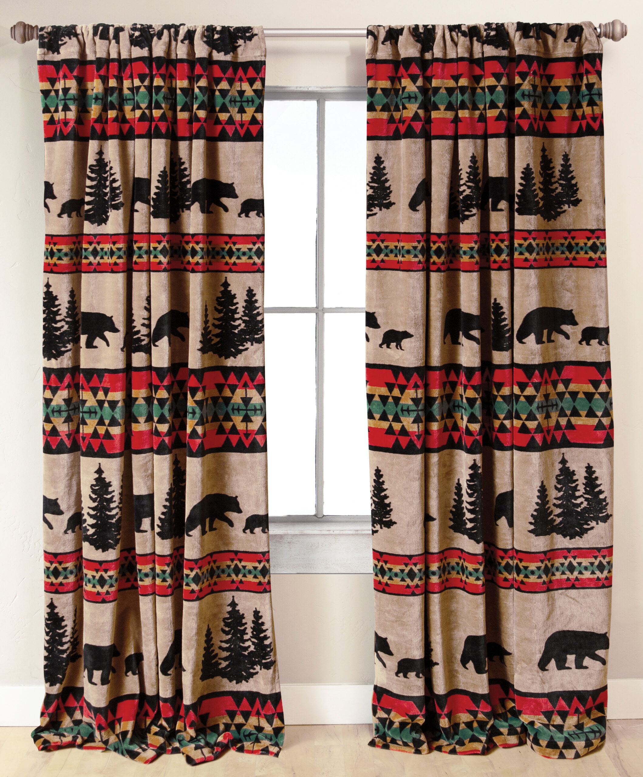 Bear Trails Black Window Drapes