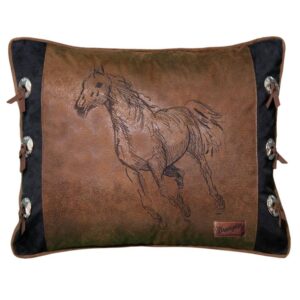 Wrangler Embroidered Black Horse  Pillow