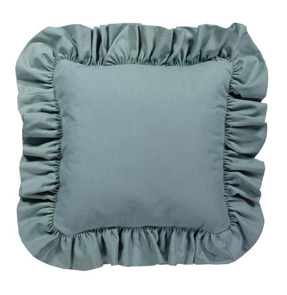 Meadow Ruffled Blue Square Pillow