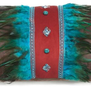 Turquoise Feather & Diamonds Pillow by Carstens Inc.