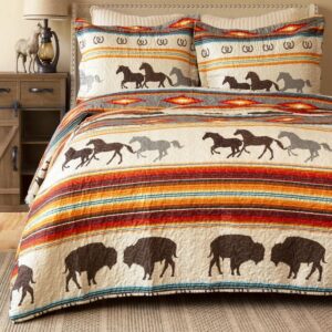 Western Stripe Queen Quilt Set